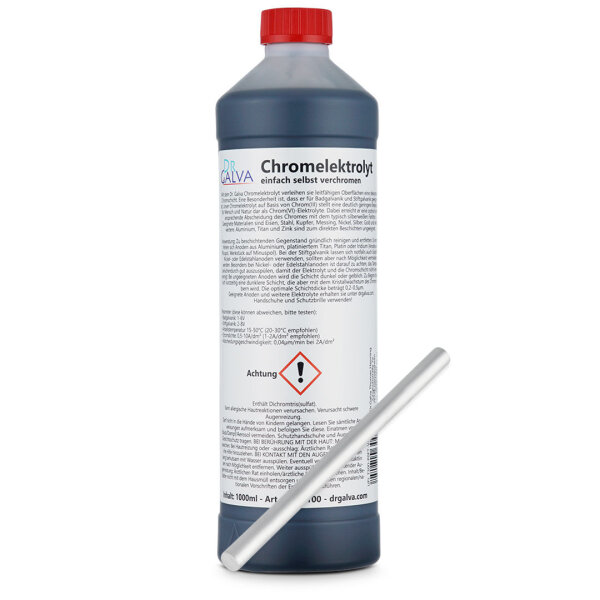 Chromelektrolyt 1000ml mit Stabanode 120 x 6mm