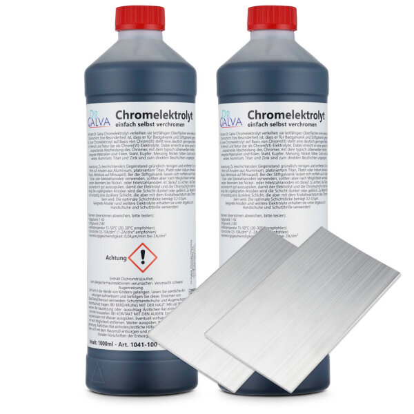 Chromelektrolyt 2000ml mit 2x Flachanode 100 x 60 x 2mm