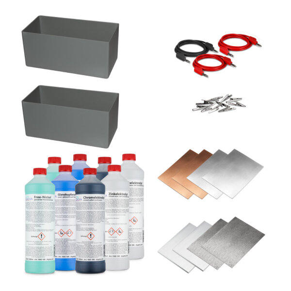 XXL Galvanik-Set - ohne Netzteil + 8 Elektrolyte