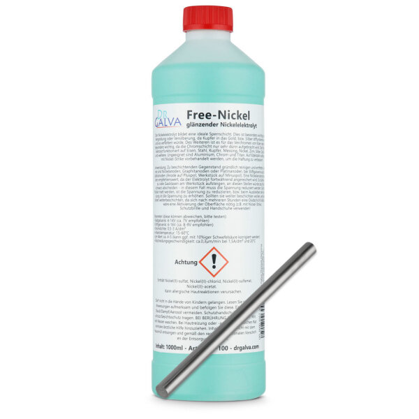 Free-Nickel 1000ml mit Stabanode 120 x 6mm